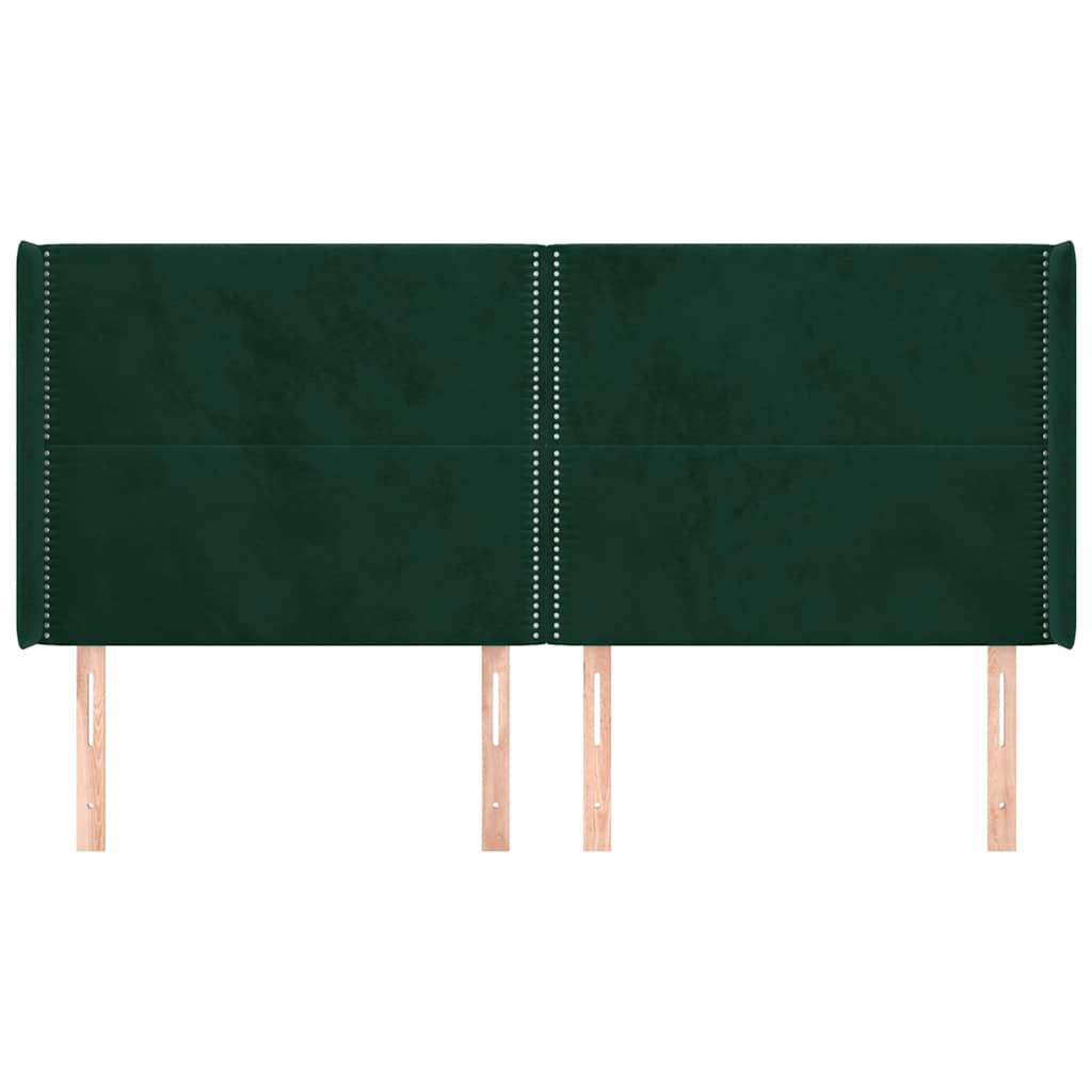 Cabeceira cama c/ abas veludo 203x16x118/128 cm verde-escuro