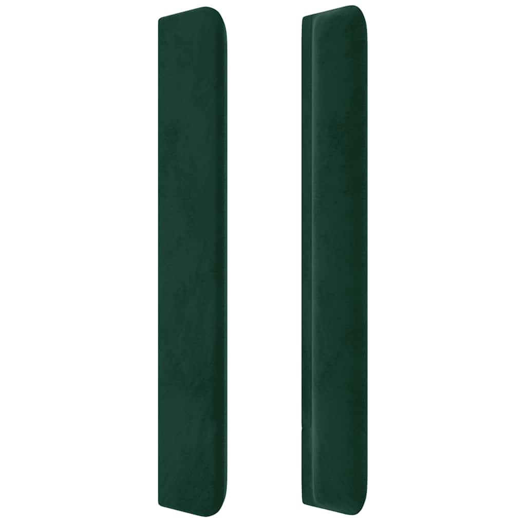 Cabeceira cama c/ abas veludo 203x16x118/128 cm verde-escuro