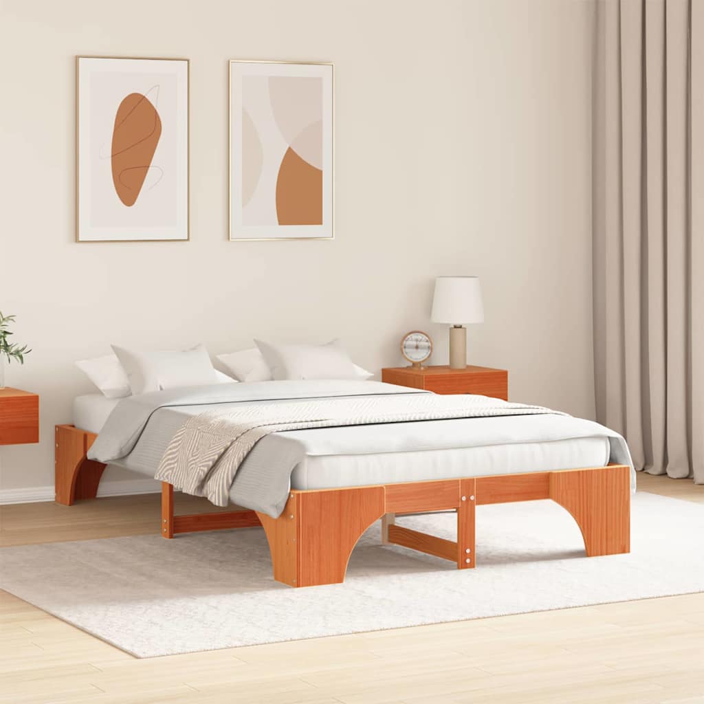 Estrutura da cama marrom cera 140 x 190 cm