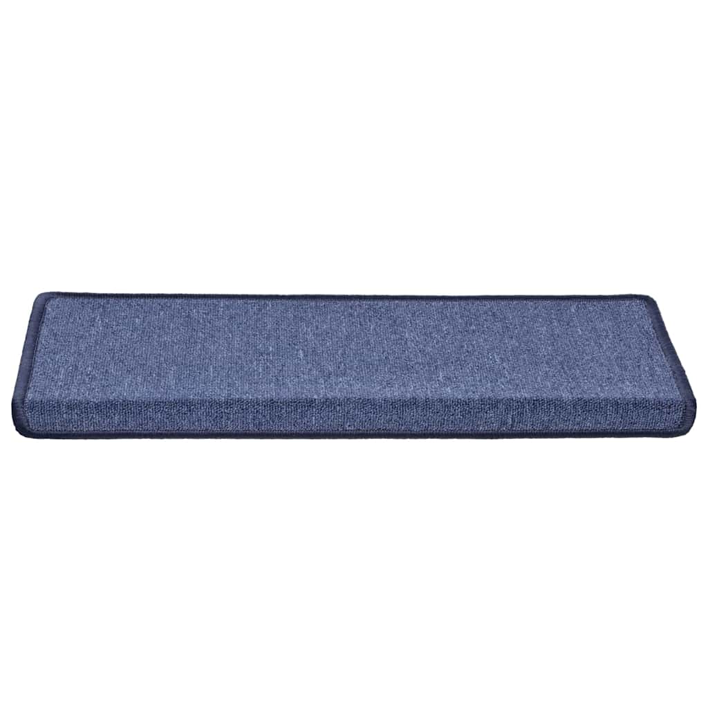 Tapetes de escada 30 peças 65x21x4 cm azul com borda retangular