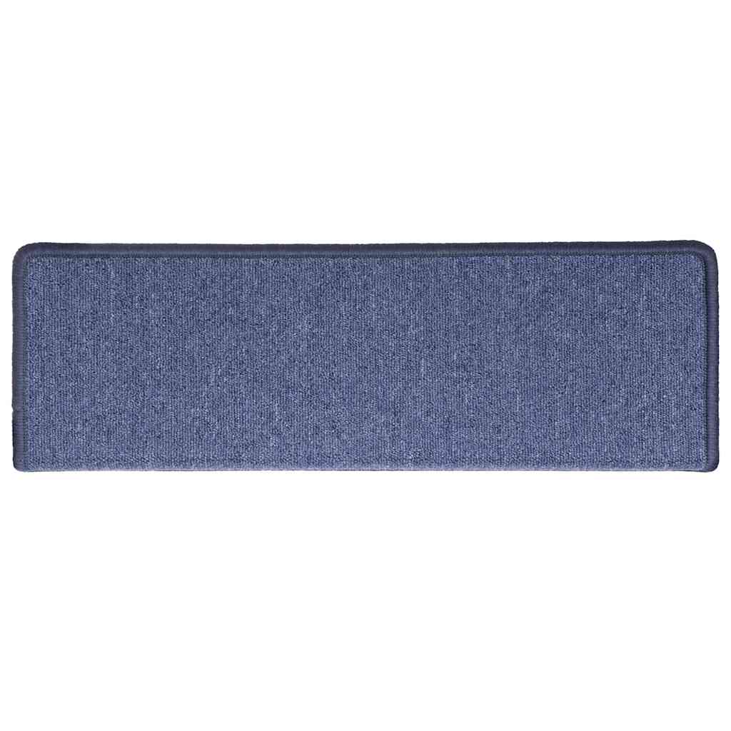 Tapetes de escada 30 peças 65x21x4 cm azul com borda retangular
