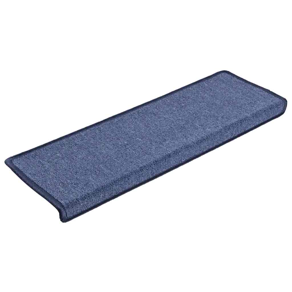 Tapetes de escada 30 peças 65x21x4 cm azul com borda retangular