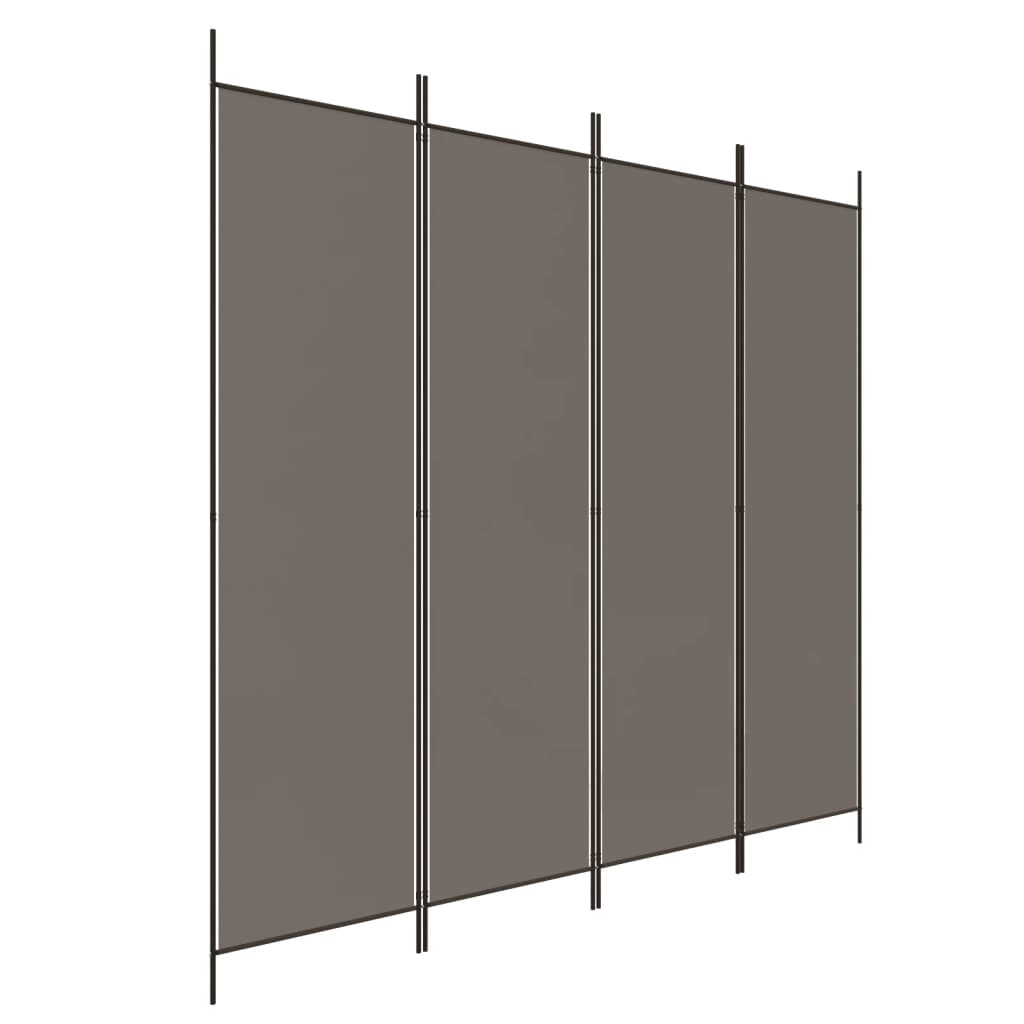 Biombo/divisória com 4 painéis 200x200 cm tecido antracite