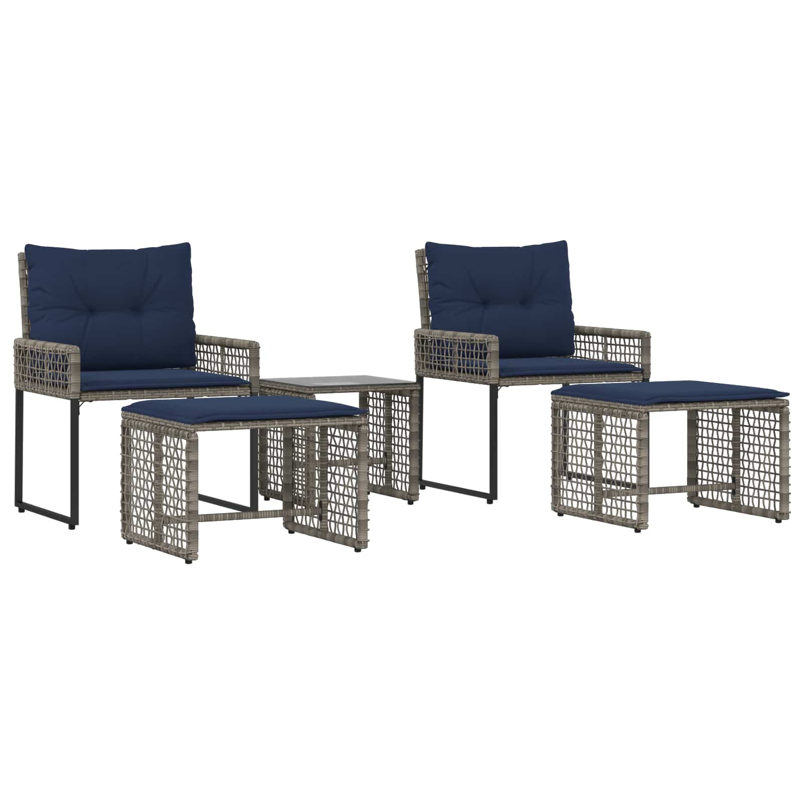 Conjunto de móveis para exterior 5 unid. cinza e azul marinho