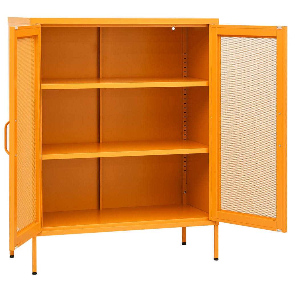 Armário de arrumação amarelo mostarda 80x35x101,5 cm aço