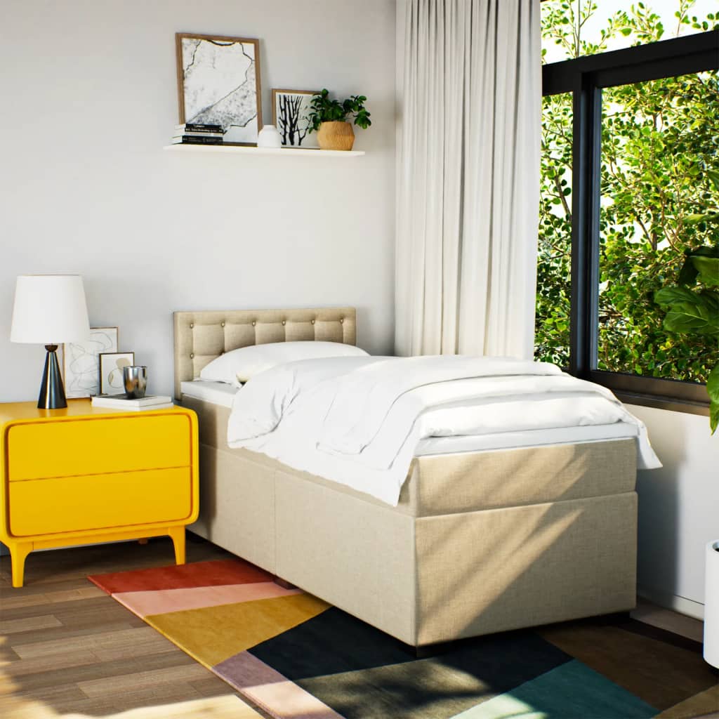 Cama com molas/colchão 90x200 cm tecido cor crème