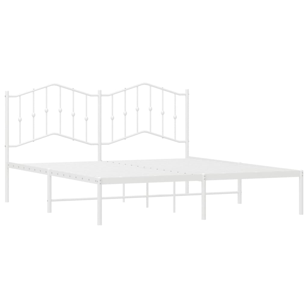 Estrutura de cama com cabeceira 160x200 cm metal branco