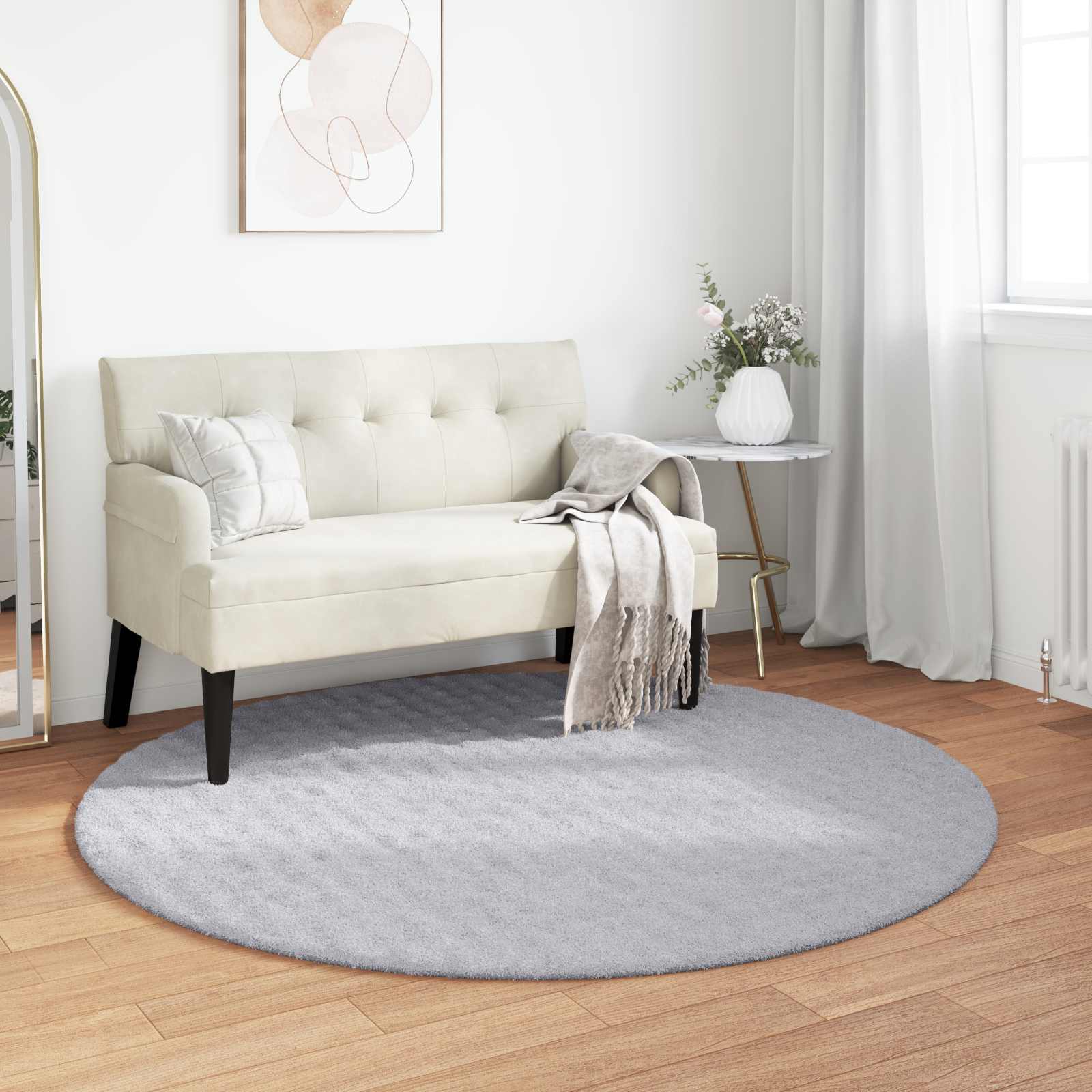 Tapetes de área redondo sirolo cinzento ø 120 cm poliéster