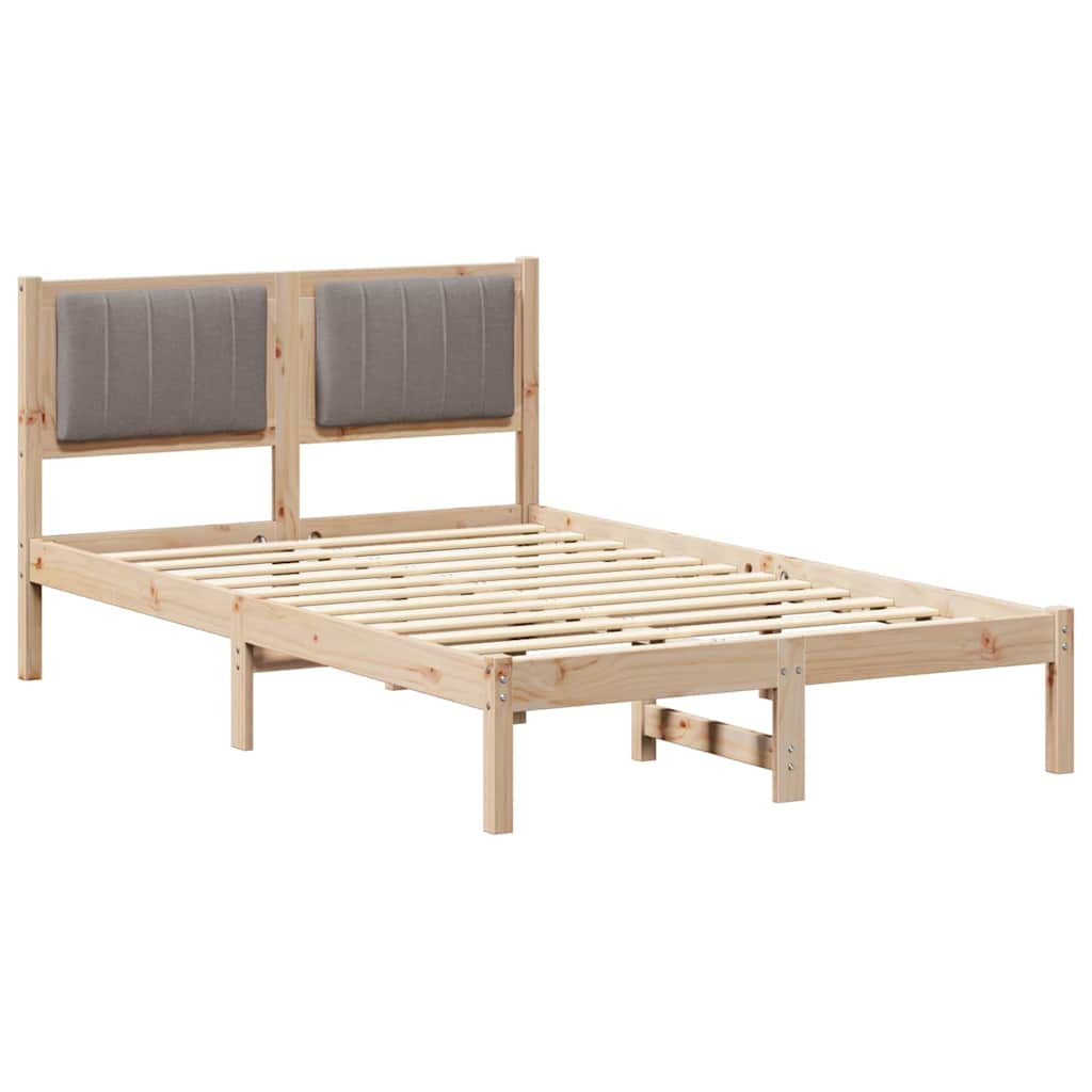 Estrutura de cama com cabeceira estofada cinzento-acastanhado