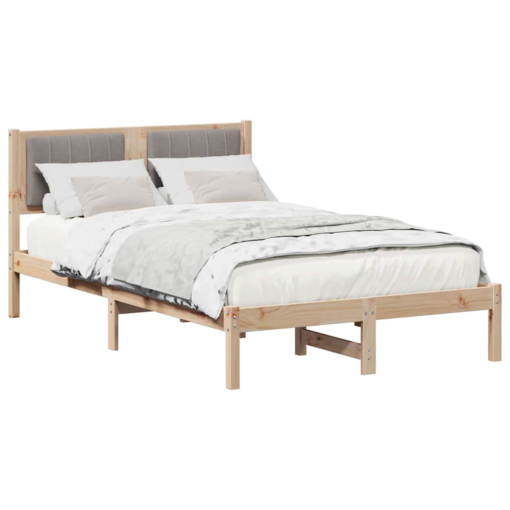 Estrutura de cama com cabeceira estofada cinzento-acastanhado