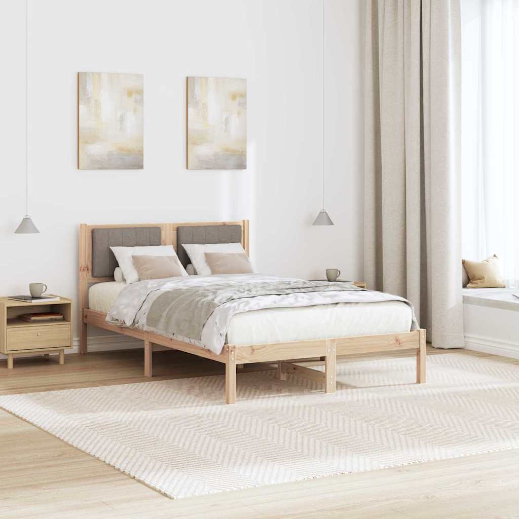 Estrutura de cama com cabeceira estofada cinzento-acastanhado