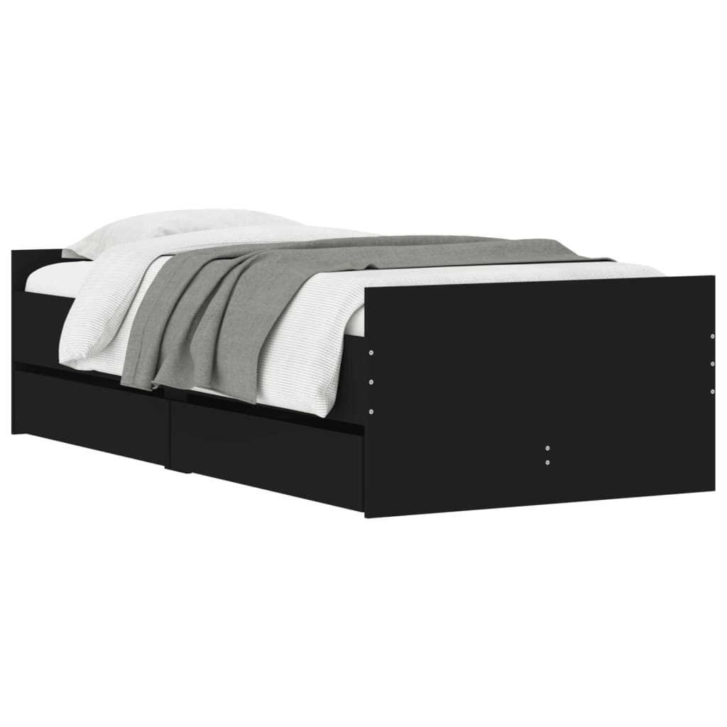 Estrutura de cama com gavetas 90x190 cm preto