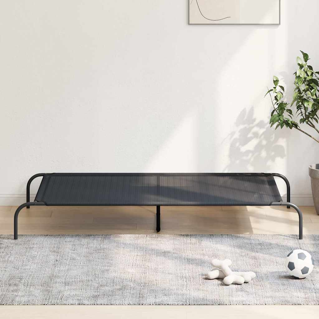 Cama para cães elevada 150x90x20 cm textilene e aço preto