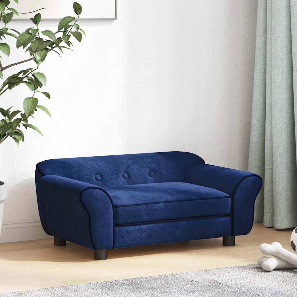 Sofá para cães 72x45x30 cm pelúcia azul