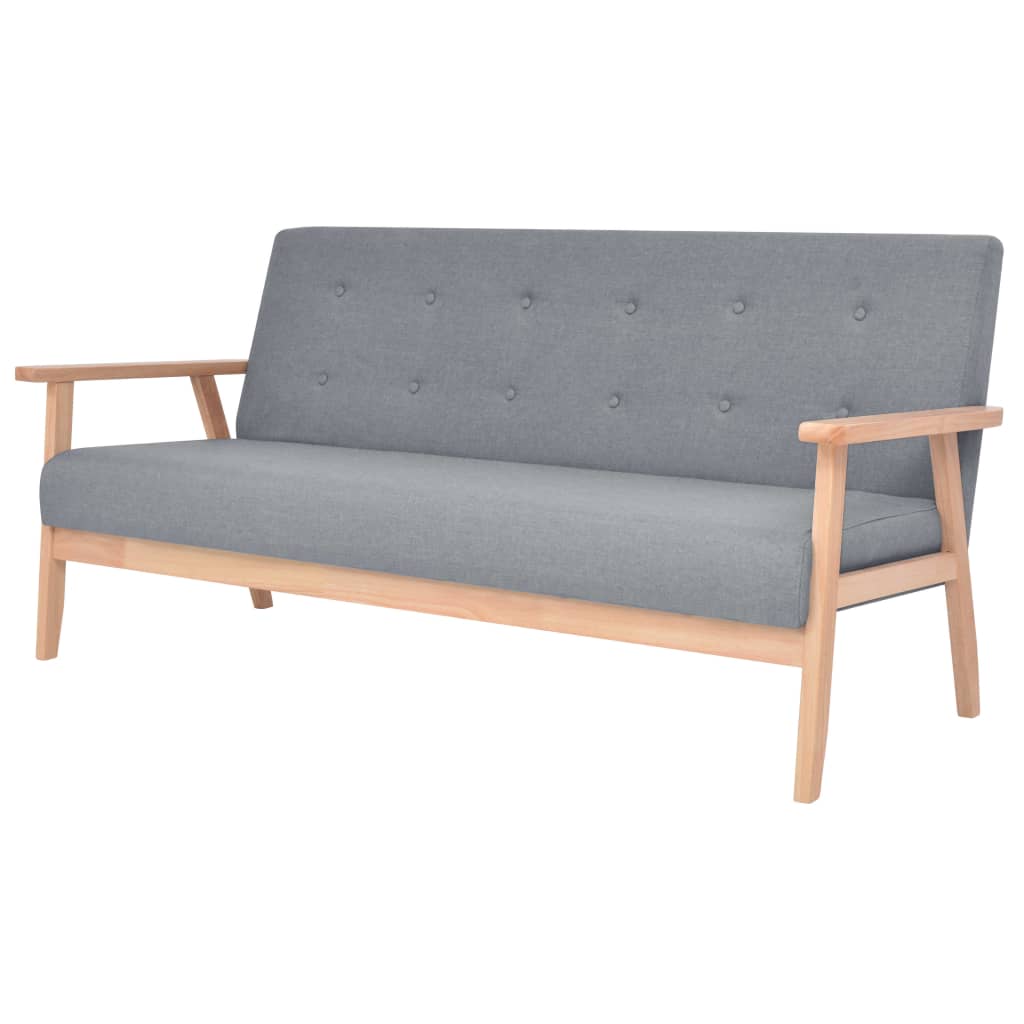 Conjunto de sofás 3 pcs tecido cinzento claro