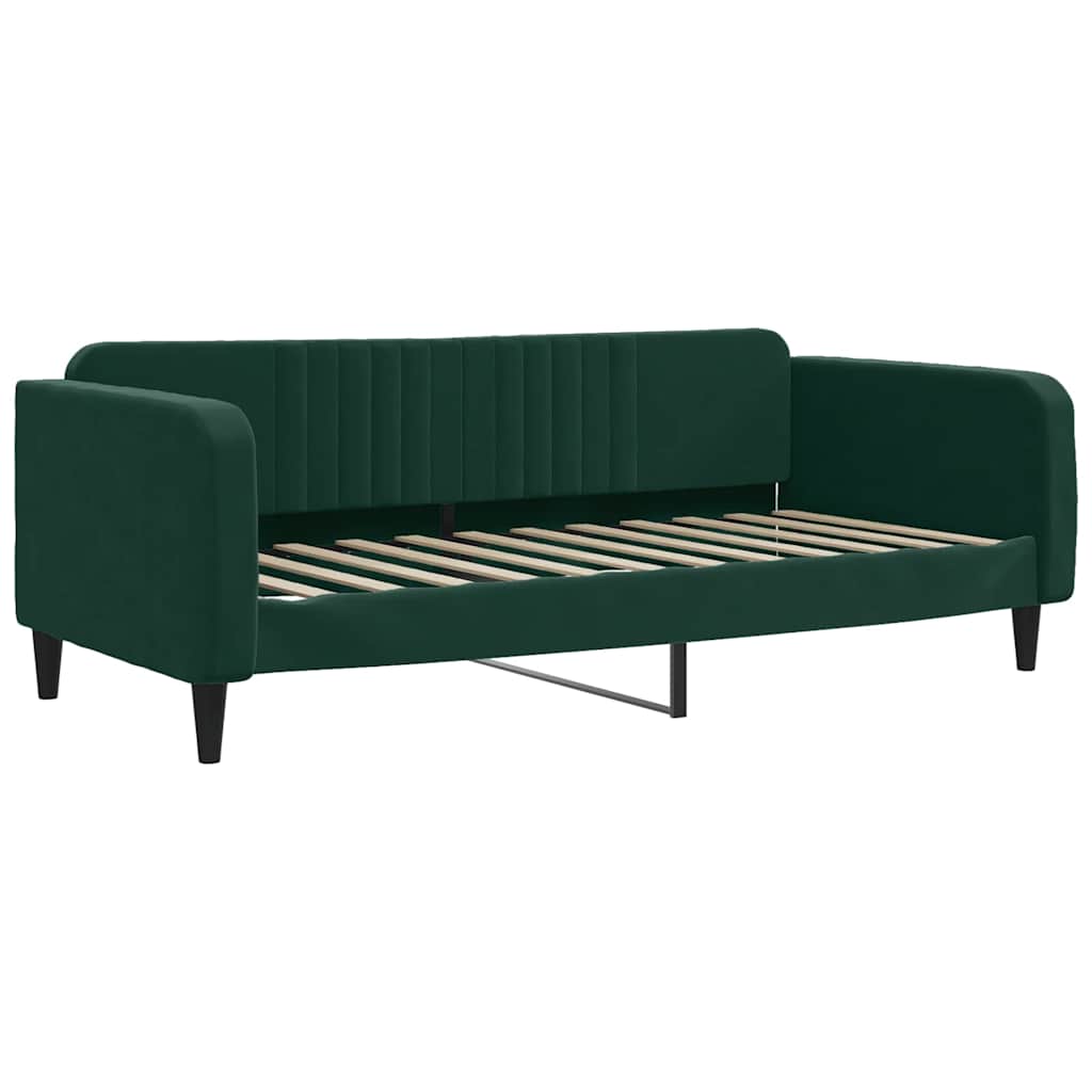 Sofá-cama c/ gavetão e gavetas 90x200 cm veludo verde-escuro