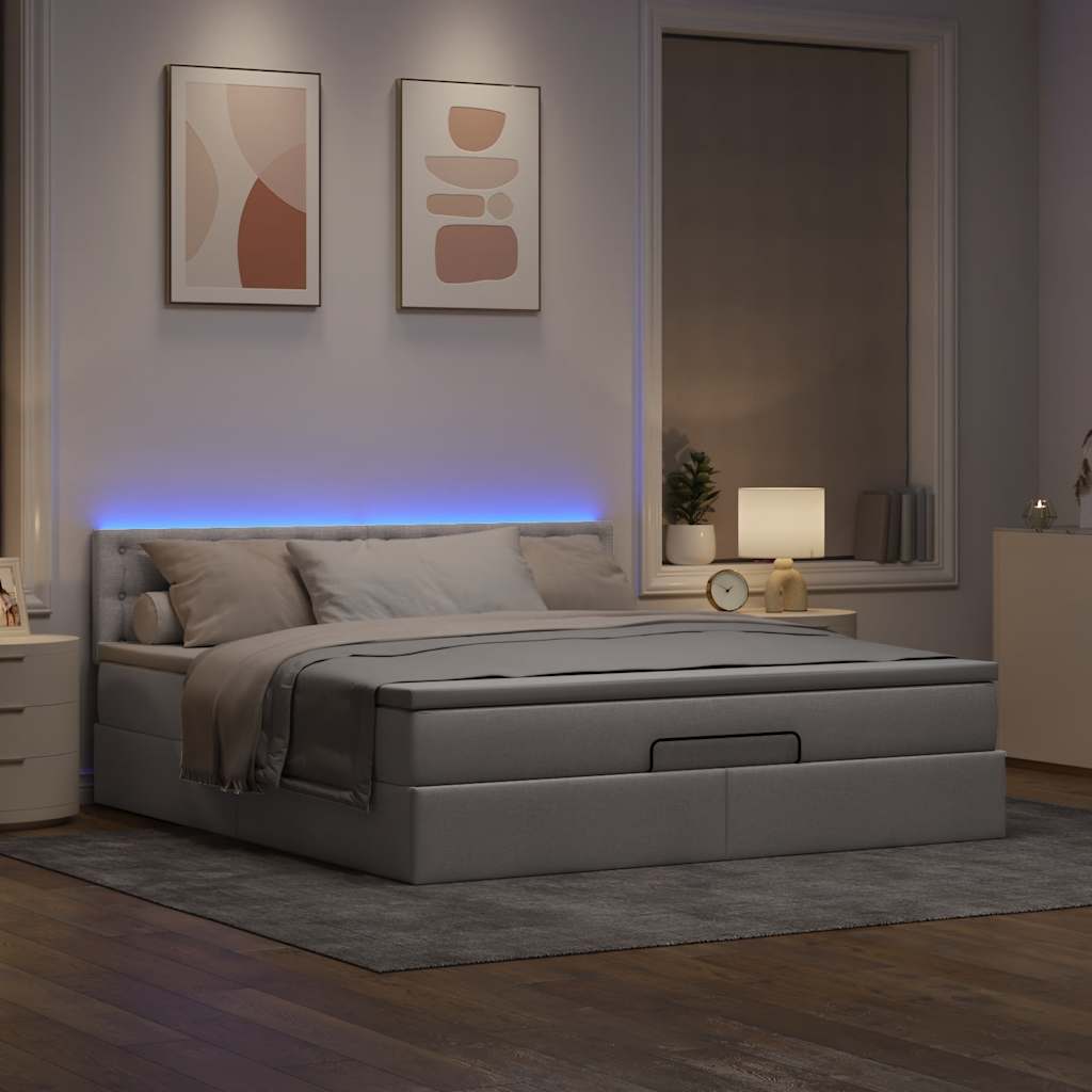 Cama otomana com colchão & leds 180x200cm cinza-acastanhado