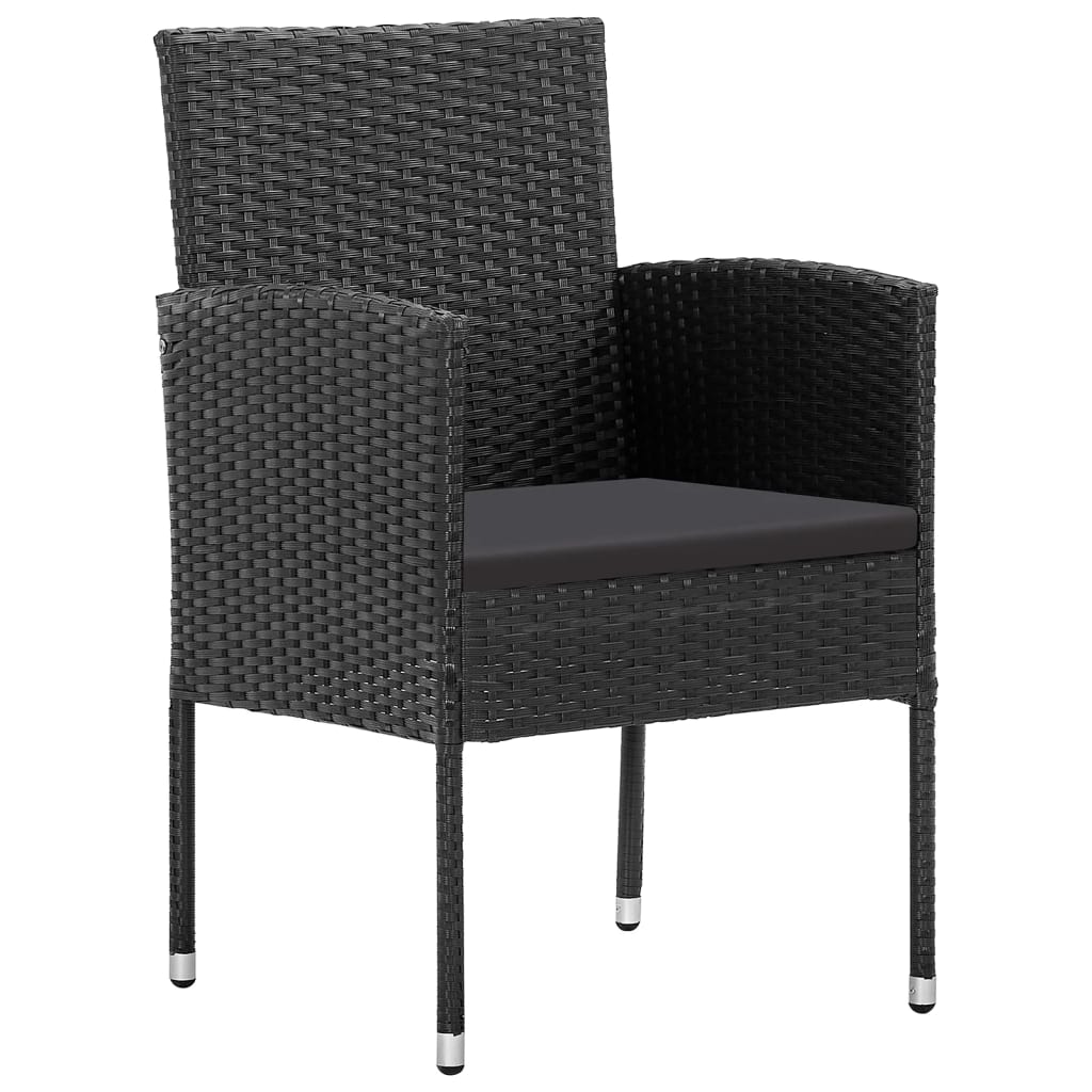 9 Pcs conjunto de jantar para jardim preto