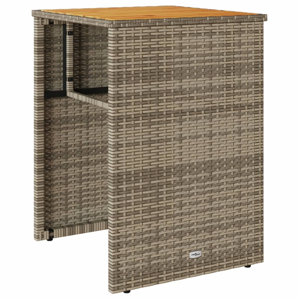 3 Pcs conjunto bistrô com almofadões vime PE cinza