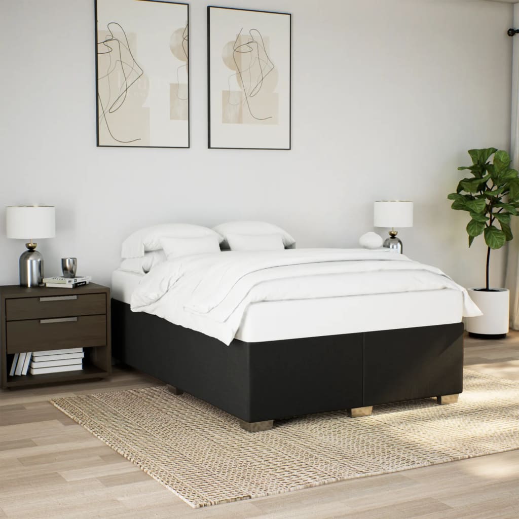 Cama com molas/colchão 160x200 cm tecido preto