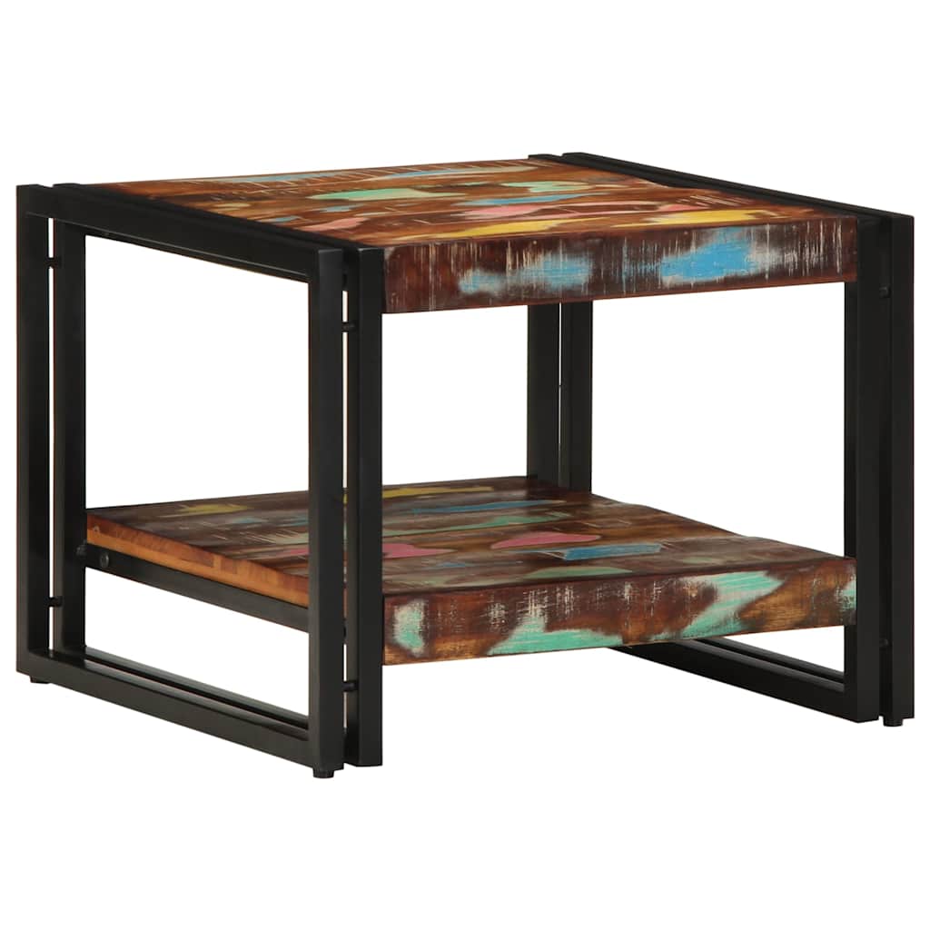 Mesa de centro multicor 50x50x38 cm madeira maciça recuperada