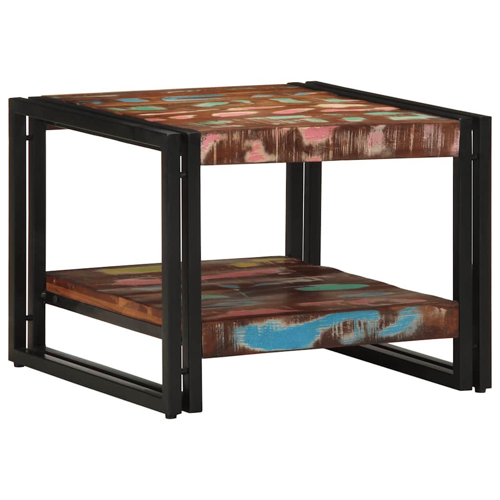 Mesa de centro multicor 50x50x38 cm madeira maciça recuperada