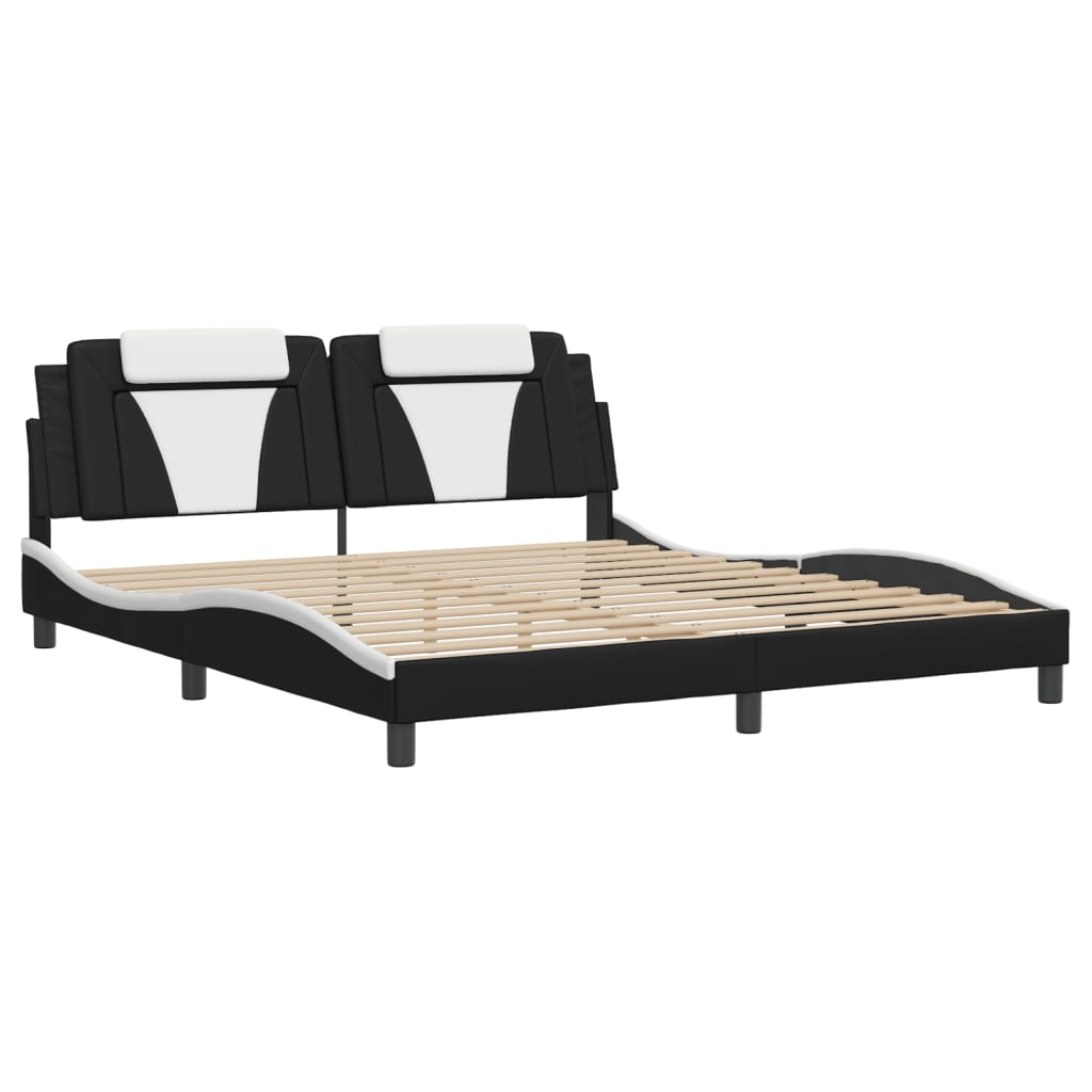 Estrutura de cama viana com LED sem colchão 180x200cm preto/branco