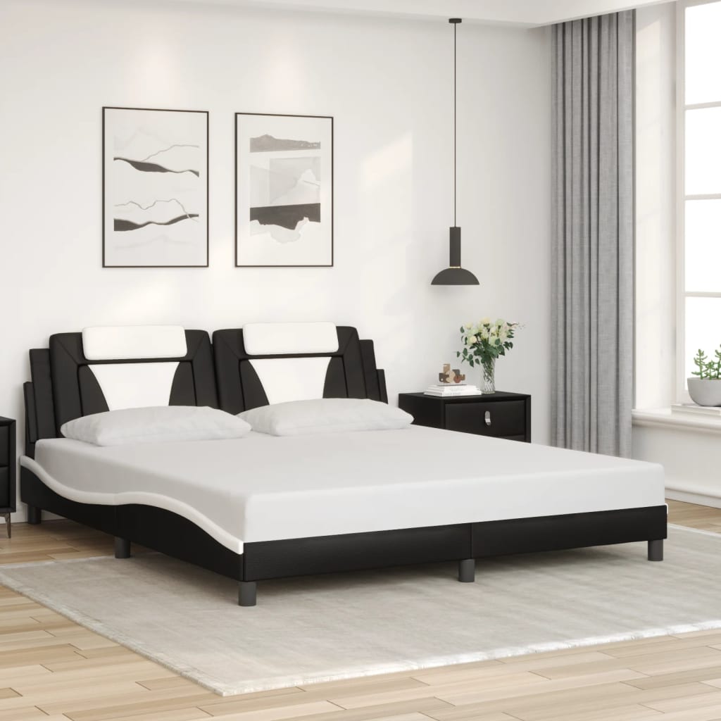 Estrutura de cama viana com LED sem colchão 180x200cm preto/branco