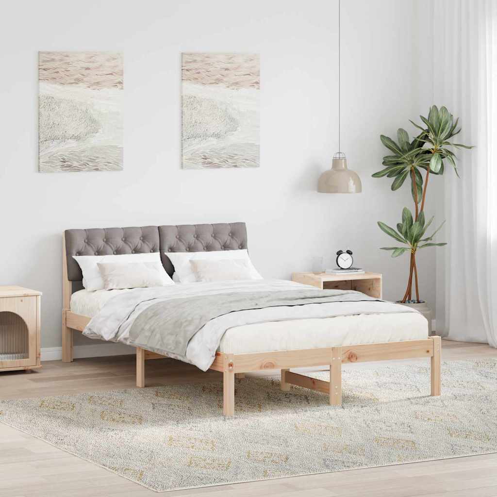 Estrutura da cama com cabeceira marrom e taupe 120 x 190 cm