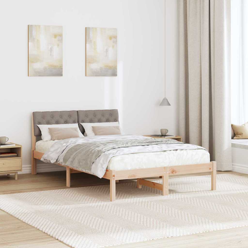 Estrutura da cama com cabeceira marrom e taupe 120 x 190 cm