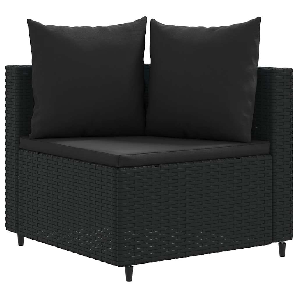 5 Pcs conjunto sofás de jardim com almofadões vime PE preto