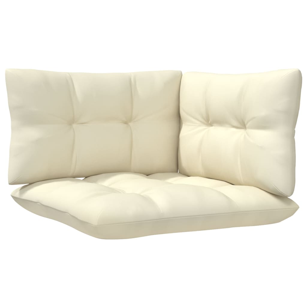 6 Pcs conjunto lounge jardim c/ almofadões creme pinho maciço