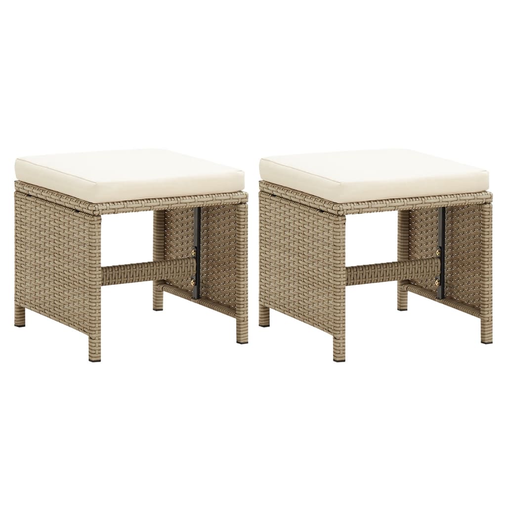 Bancos de jardim 2 pcs com almofadões em vime PE bege