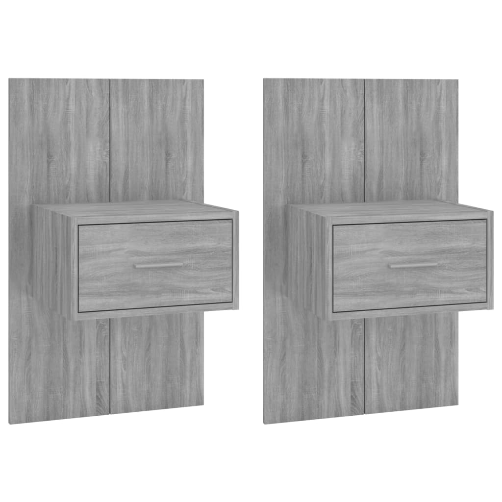 Mesas de cabeceira montagem na parede 2 pcs cinzento sonoma