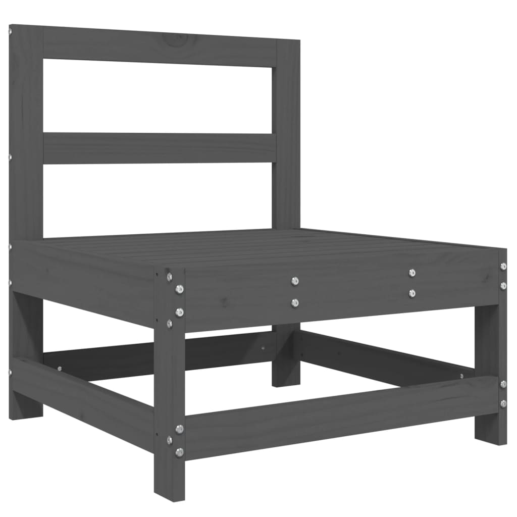 4 Pcs conjunto lounge de jardim madeira de pinho maciça cinza