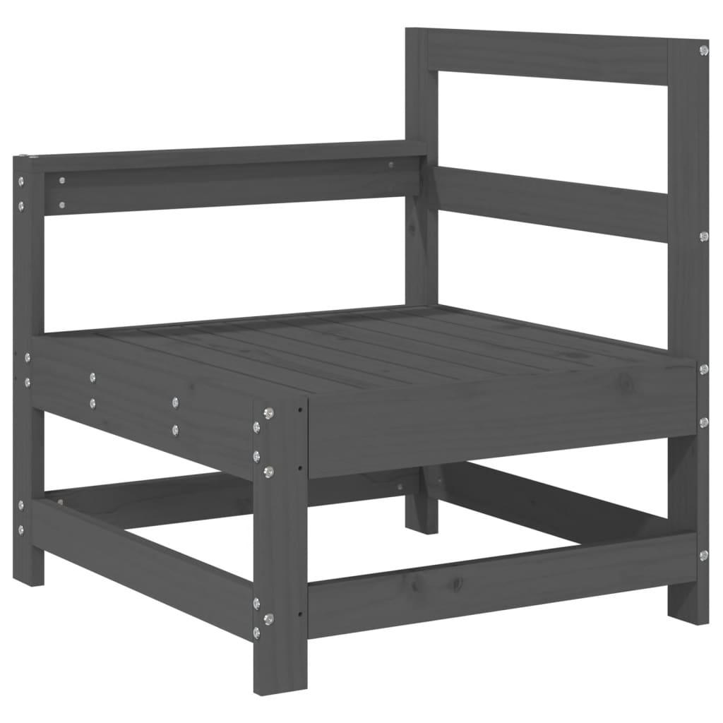 4 Pcs conjunto lounge de jardim madeira de pinho maciça cinza