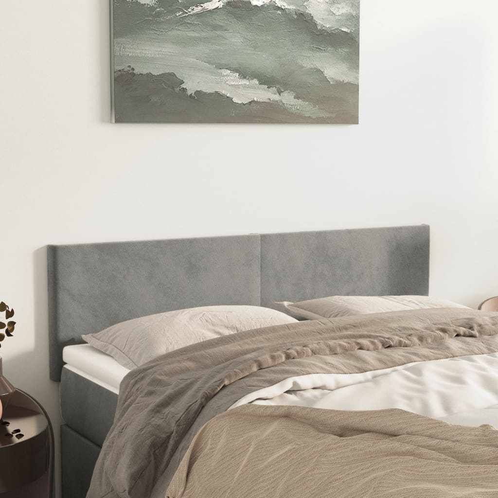 Cabeceiras cinzento-claro 144x5x78/88 cm veludo