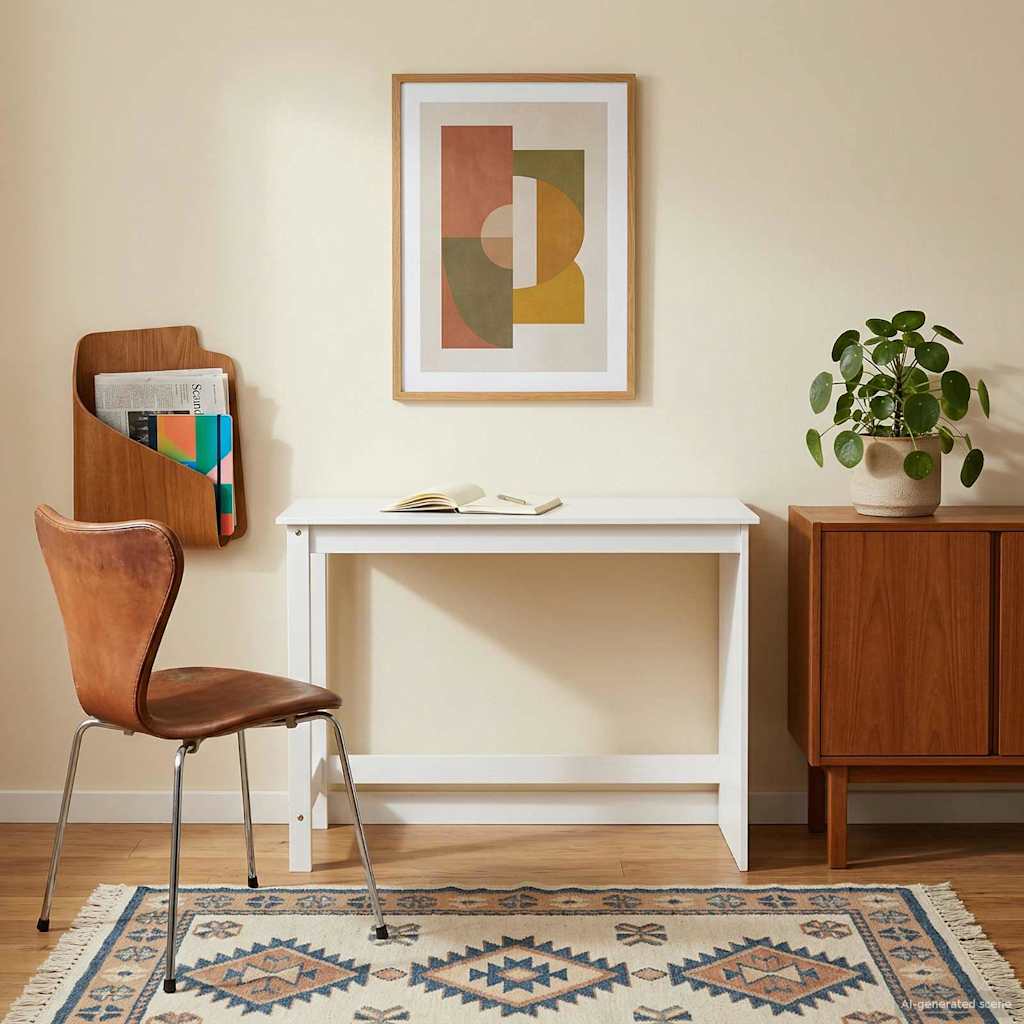 Mesa branco 112 x 50 x 75 cm madeira de pinho sólido