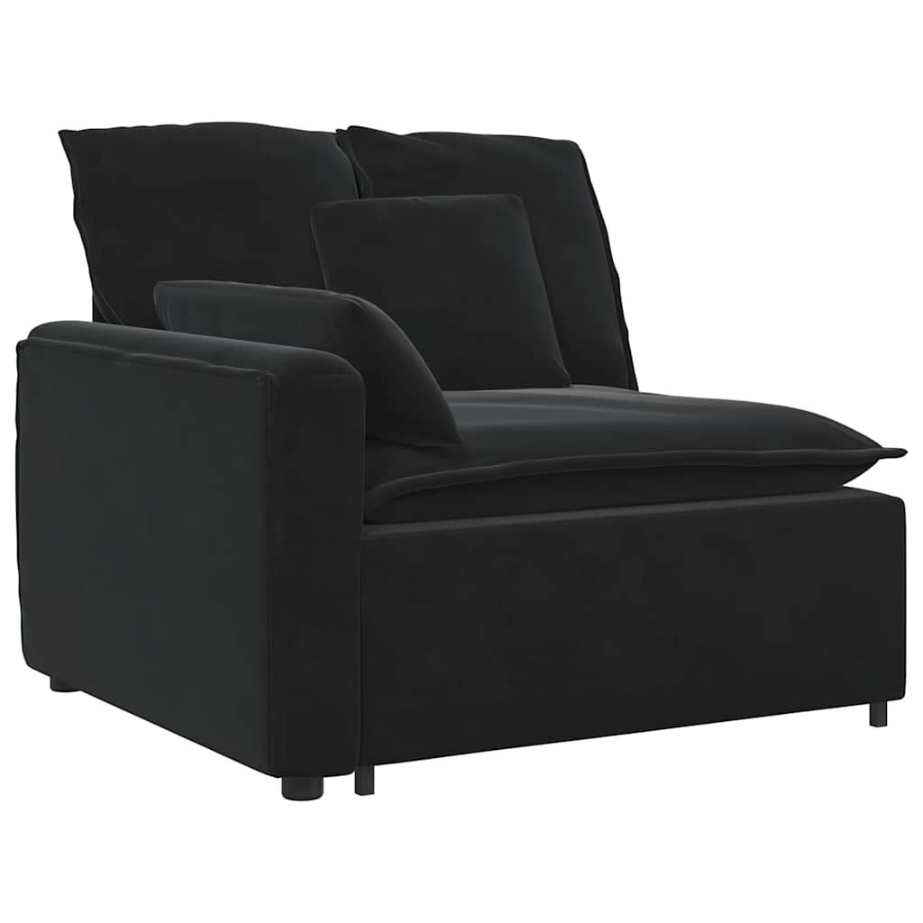 Sofá modular com almofadas veludo preto