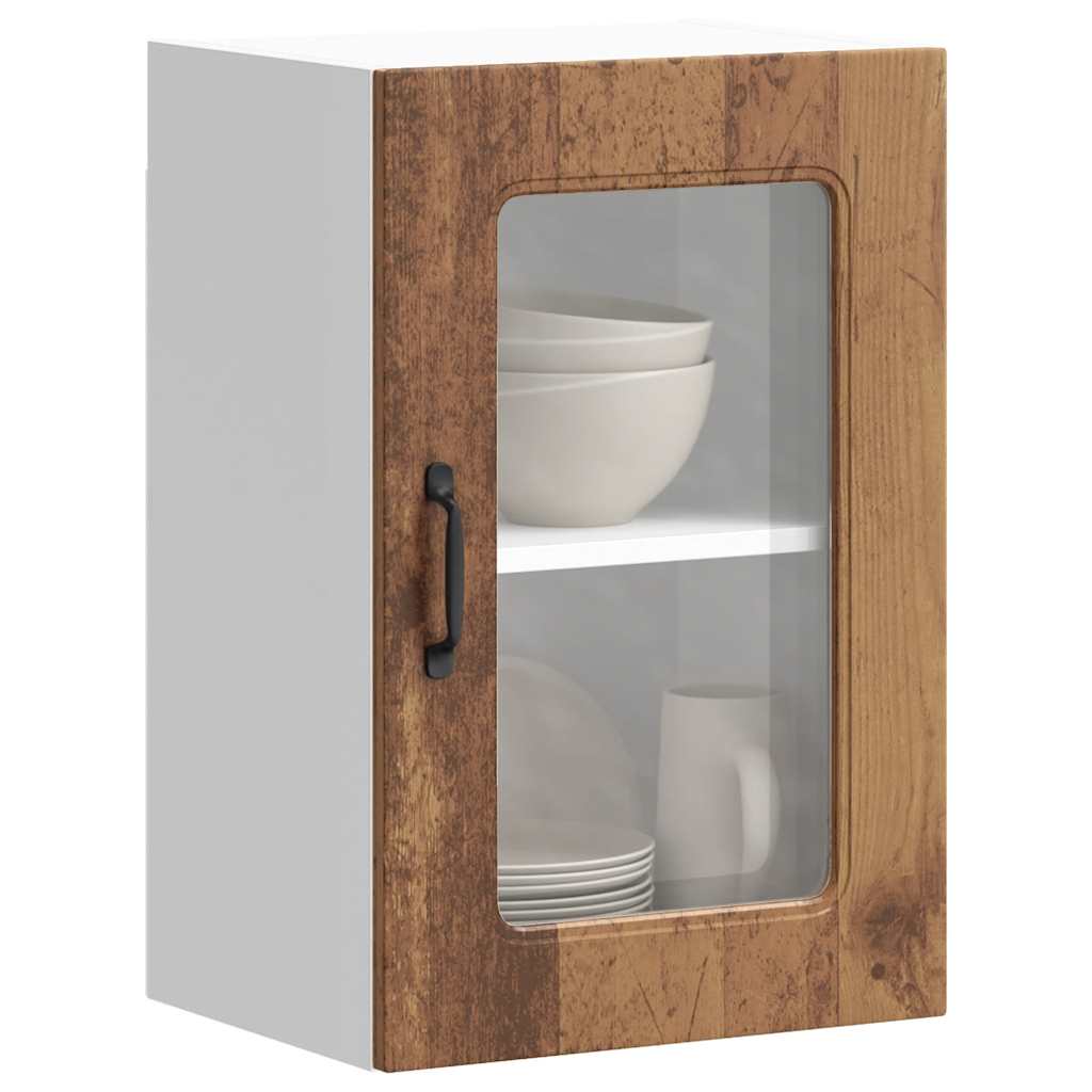 Armário de parede de cozinha porta vidro kalmar madeira velha
