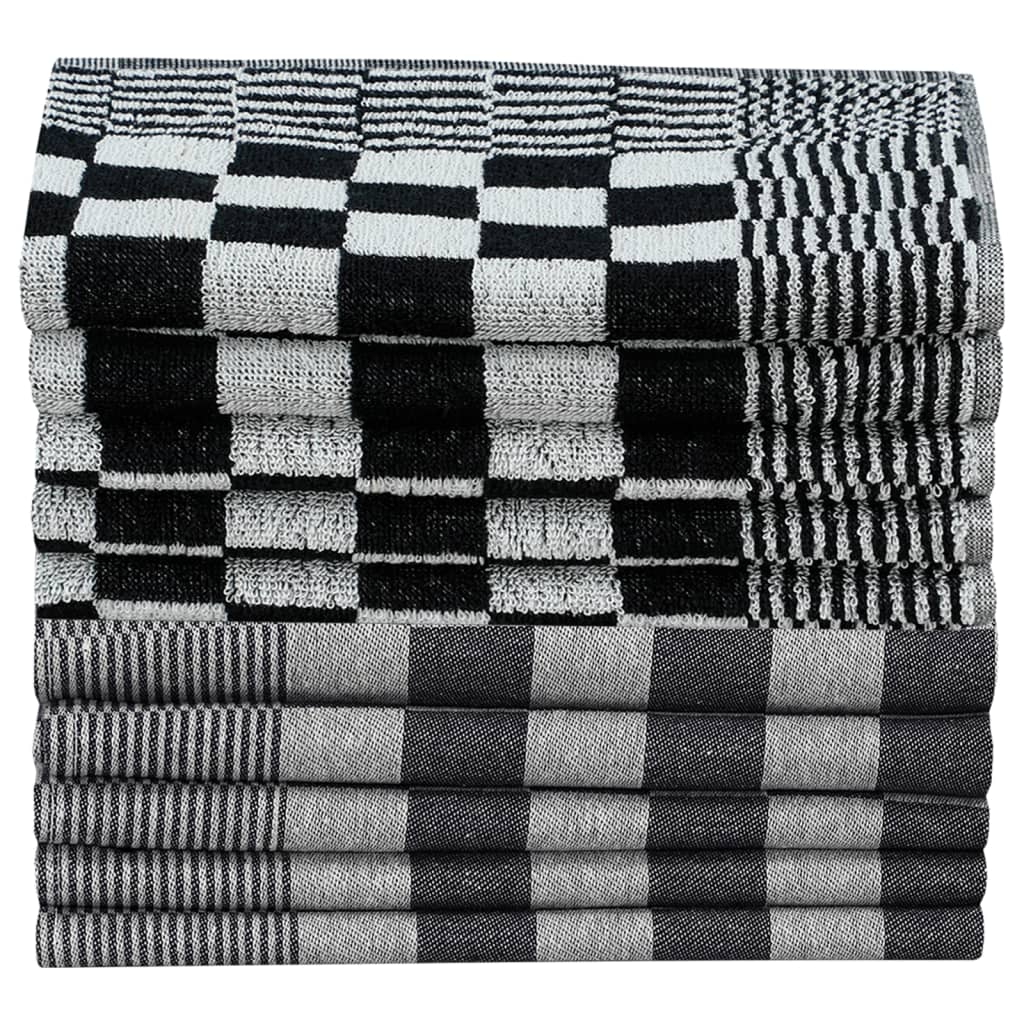 Conjunto de panos de cozinha 10 pcs algodão preto e branco
