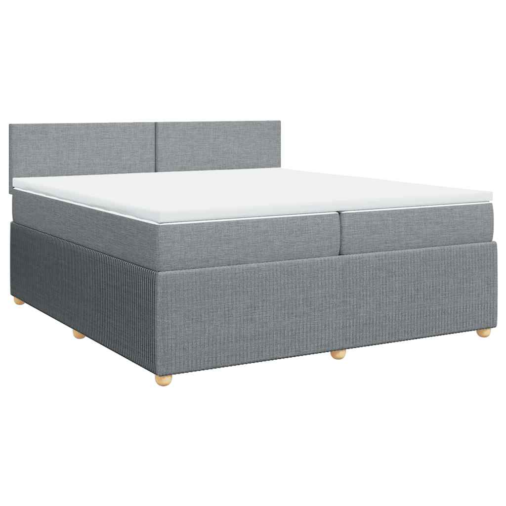 Cama com molas/colchão 200x200 cm tecido cinza-claro
