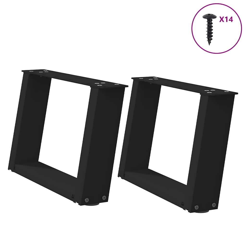 Pés para mesa de centro em formato de u, 2 peças, preto, 50x(30-31) cm, aço