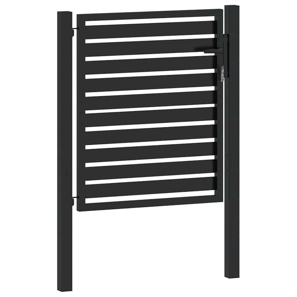 Portão de jardim com fechadura preto 100x100 cm alumínio