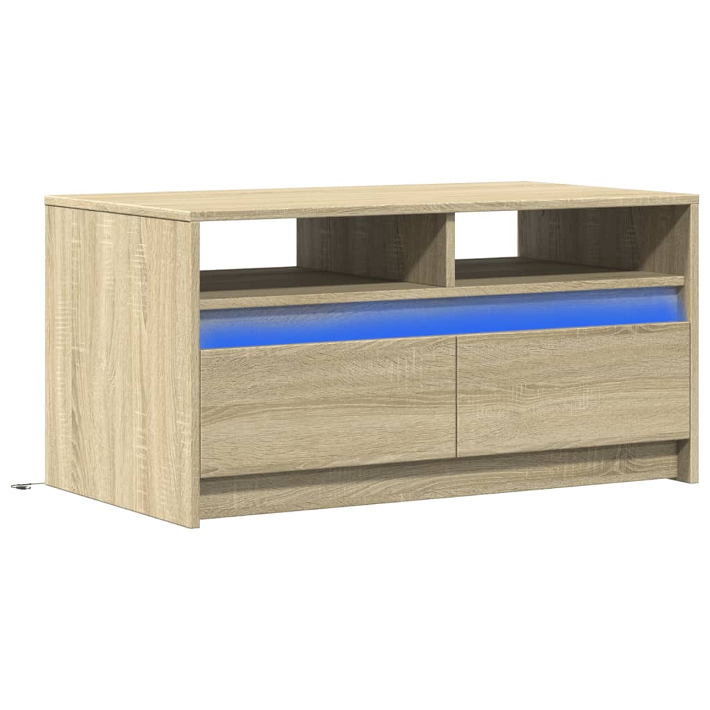 Mesa de centro c/ luzes LED derivados madeira carvalho sonoma