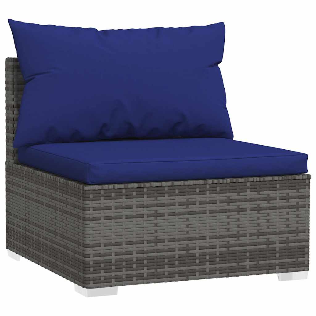 4 Pcs conjunto lounge de jardim c/ almofadões vime PE cinzento