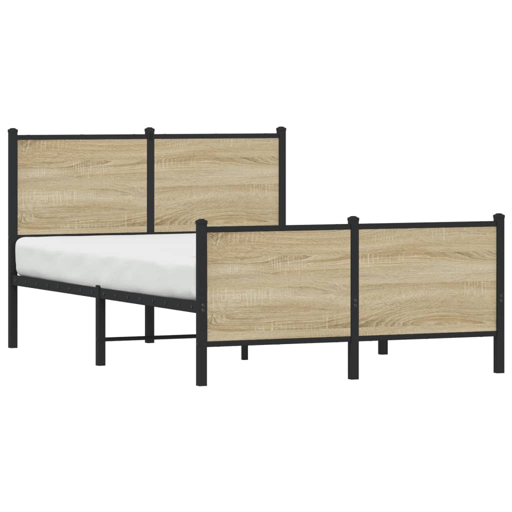 Estrutura de cama sem colchão 120x190 cm metal carvalho sonoma