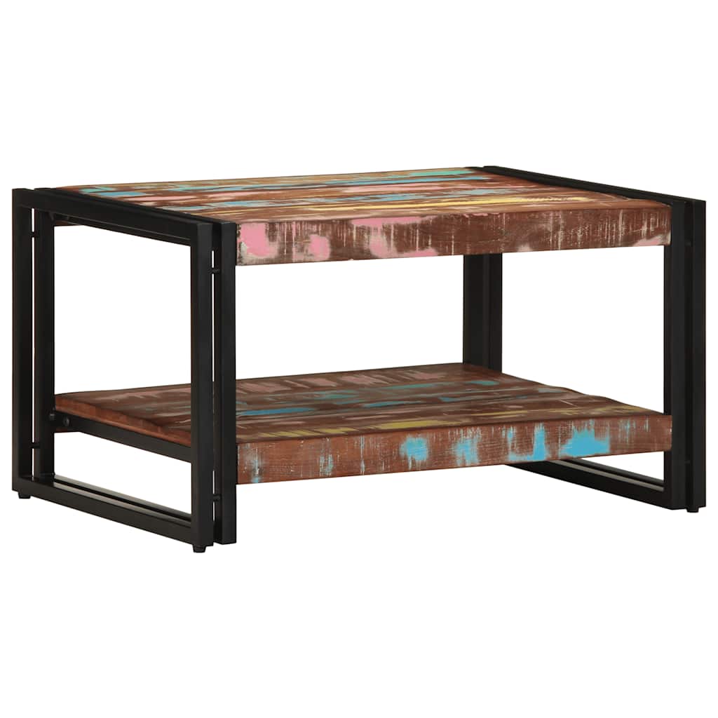Mesa de centro multicor 70x50x38 cm madeira maciça recuperada