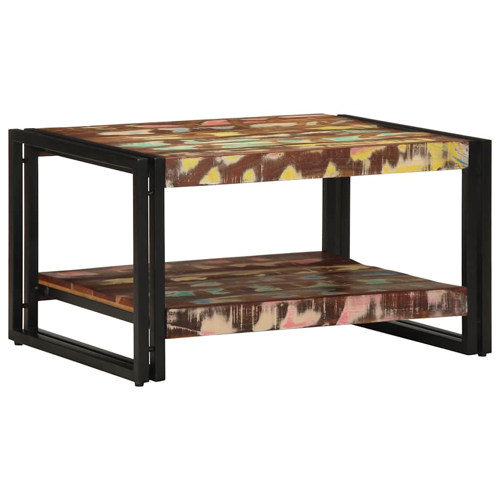 Mesa de centro multicor 70x50x38 cm madeira maciça recuperada