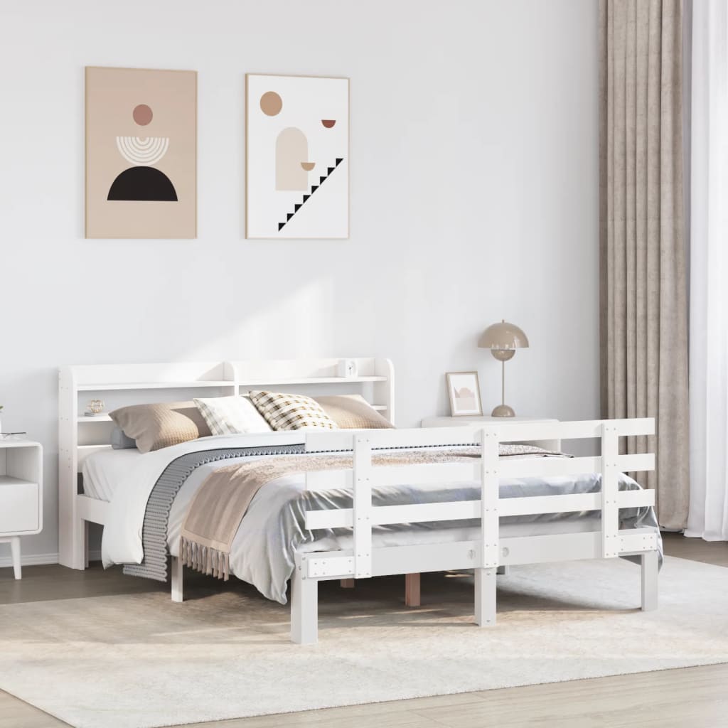 Estrutura de cama c/ cabeceira sem colchão 140x200 cm branco